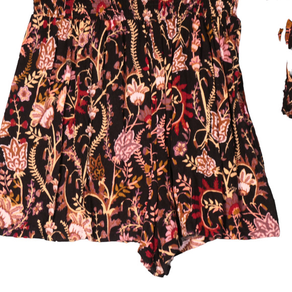 Free People Off Shoulder Romper Womens S Black Floral Low Back Hippie Boho - Picture 4 of 16